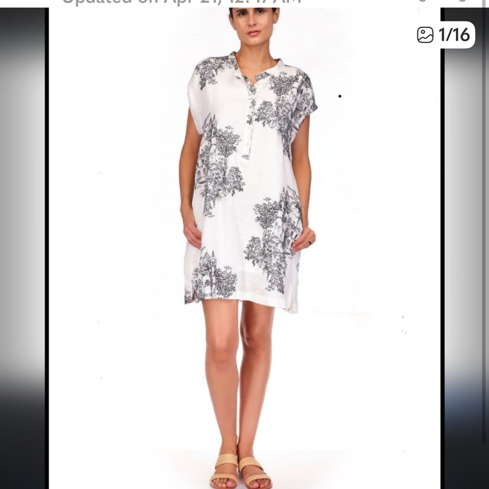 Johnny Was White and Black Floral Dress